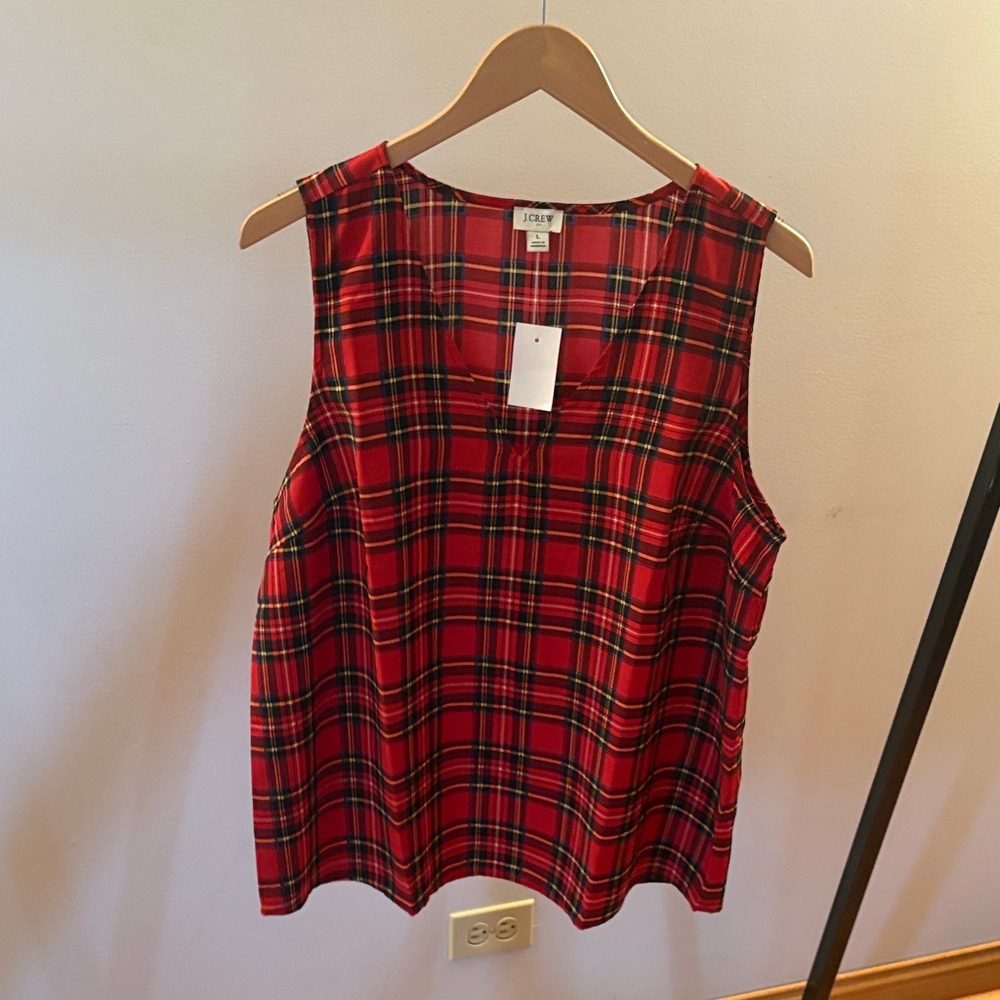 J. Crew Red and Black Plaid Tank Top